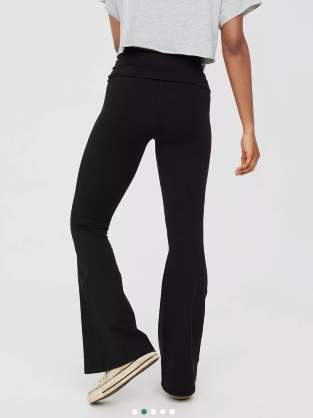 aerie Black High-Rise Foldover Flare Pants
